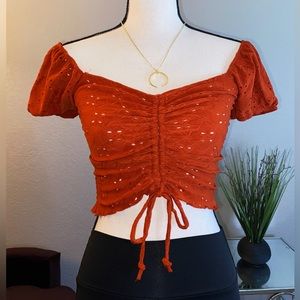 Cute Red Drawstring Top